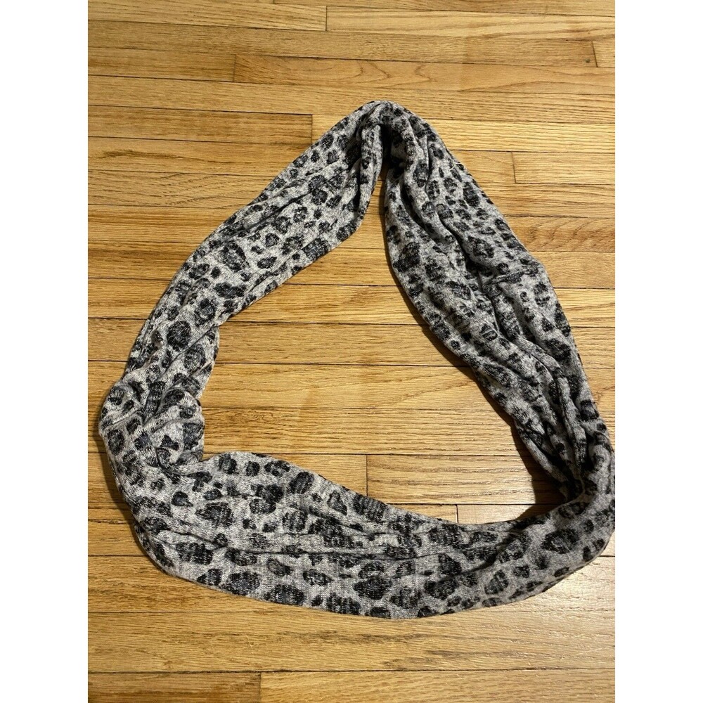 Grey Leopard Print Infinity Scarf Women